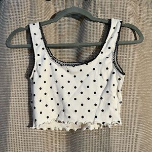 Top Shop cropped tank, white with black polka dots, size 4 (fits like a 2)